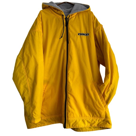 Nike 90s y2k reversible yellow and gray nylon fleece jacket swoosh logoXXL a5